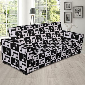 Music Notes Pattern Print Design 01 Sofa Slipcover