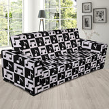 Music Notes Pattern Print Design 01 Sofa Slipcover