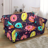 Colorful Donut Glaze Pattern Loveseat Couch Slipcover