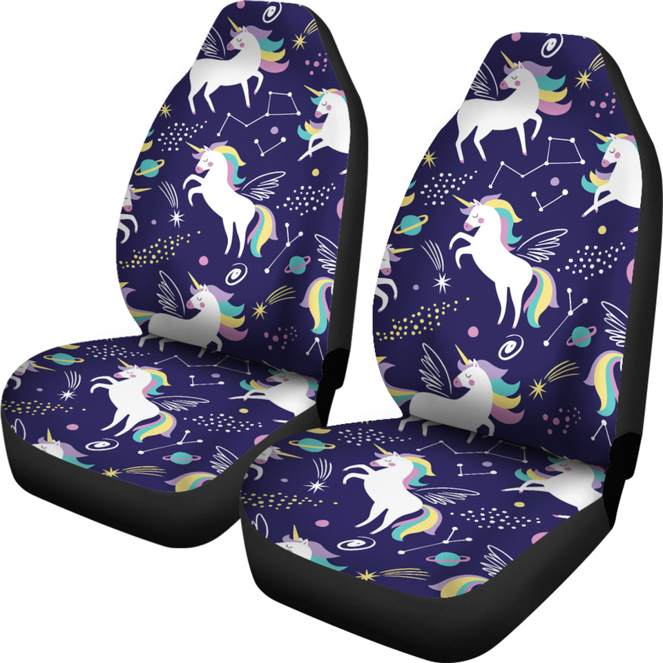 Hand Drawn Cute Unicorn Star Planet  Universal Fit Car Seat Covers