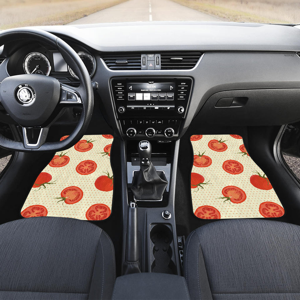 Tomato Dot Background Front And Back Car Mats