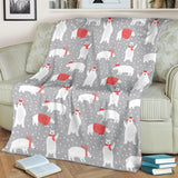 Cute Polar Bear Christmas Snow Pattern Premium Blanket