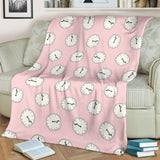 Clock Pattern Pink Blackground Premium Blanket