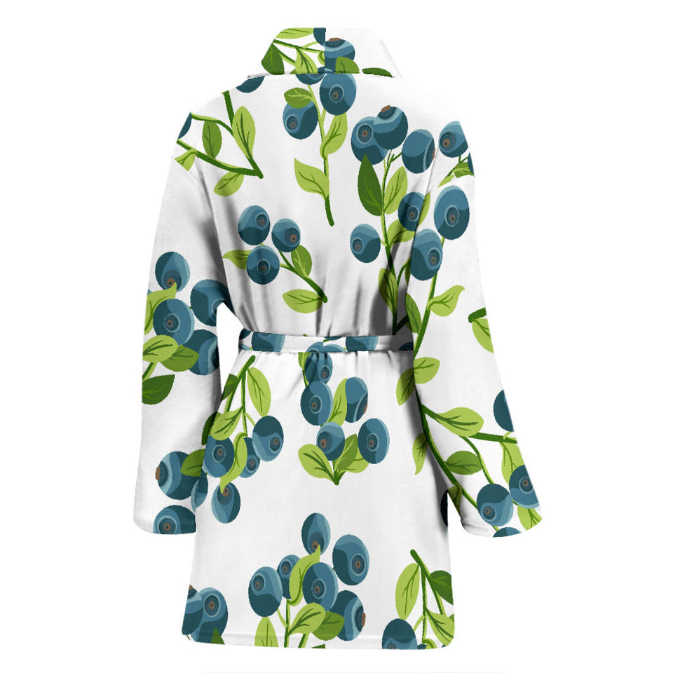 Blueberry White Background Women'S Bathrobe