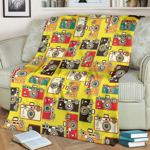 Camera Pattern Print Design 02 Premium Blanket