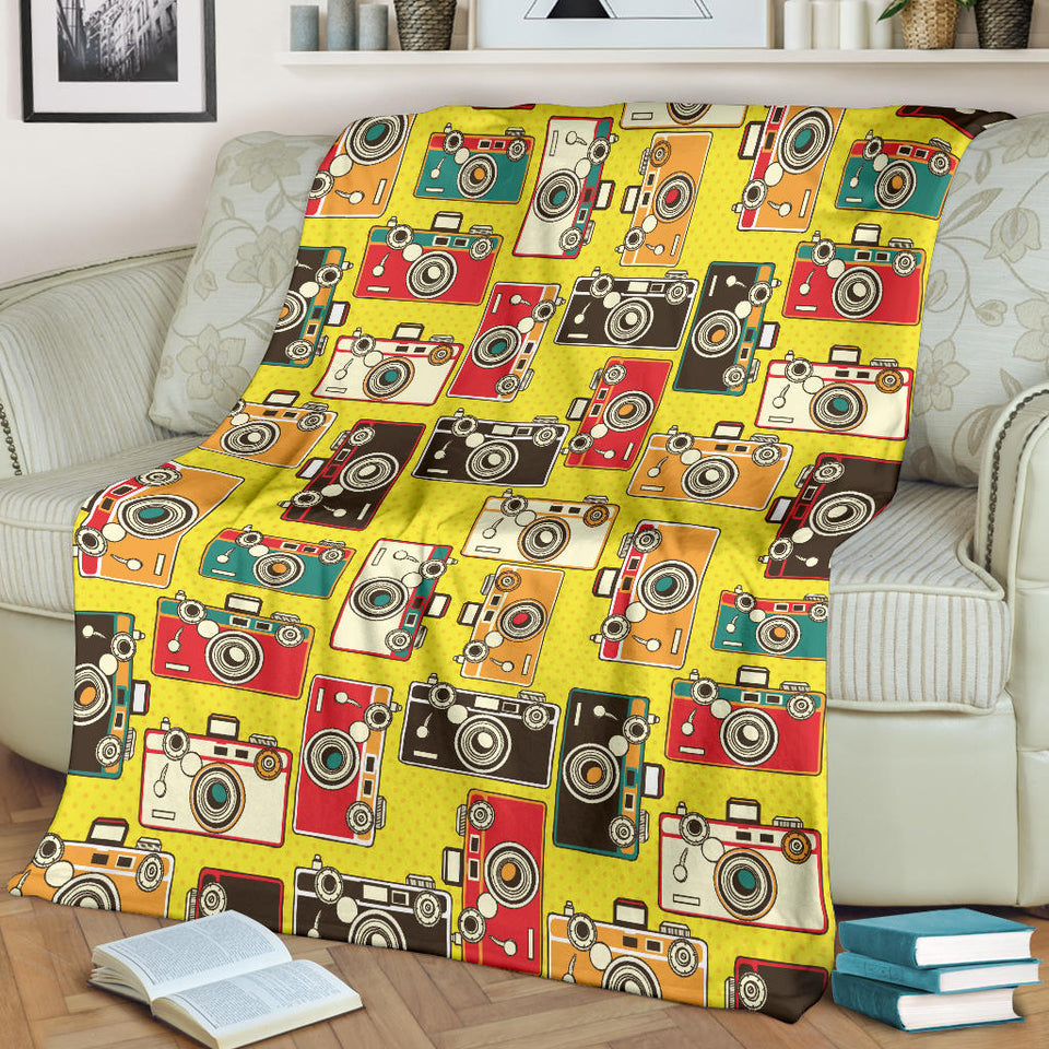 Camera Pattern Print Design 02 Premium Blanket