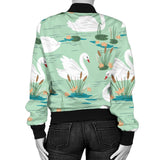 White Swan Lake Pattern Women'S Bomber Jacket