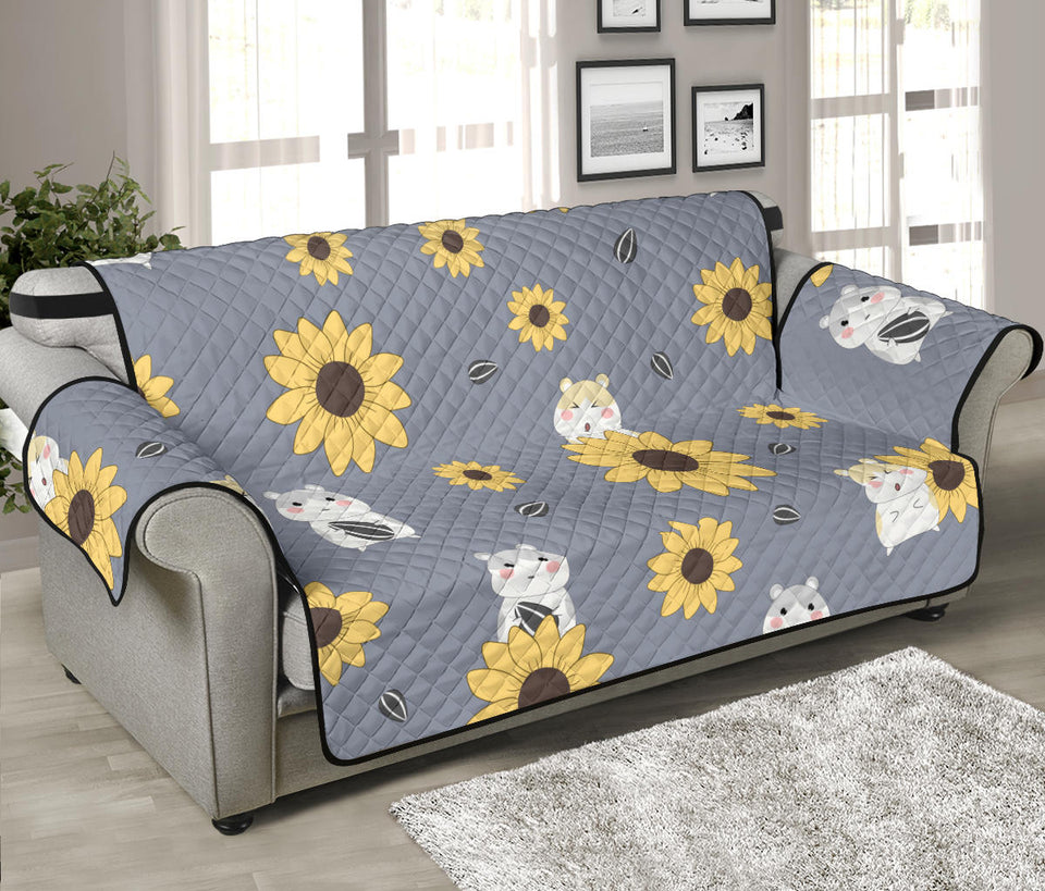 Cute hamster sunflower pattern background Sofa Cover Protector