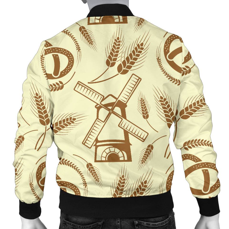 Windmill Wheat Pattern Men'S Bomber Jacket