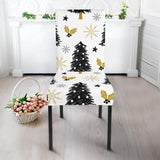 Christmas Tree Holly Snow Star Pattern Dining Chair Slipcover