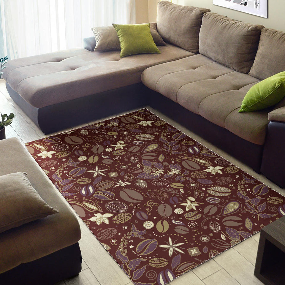 Coffee Bean Flower Pattern Area Rug