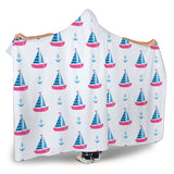 Sailboat Anchor Pattern Hooded Blanket