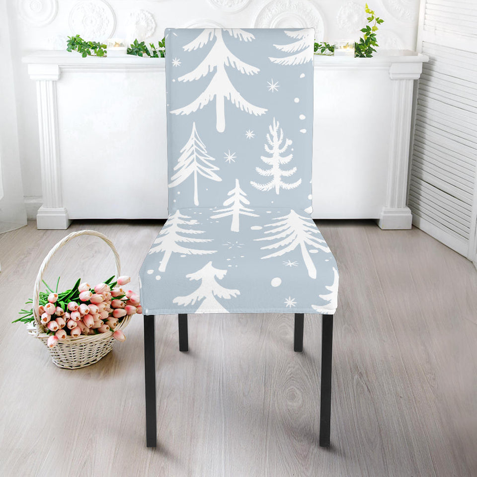 Christmas Tree Winter Forest Pattern Dining Chair Slipcover