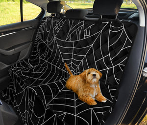 Spider Web Pattern Black Background White Cobweb Dog Car Seat Covers