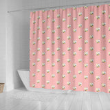 Cute Hamster Cheese Pattern Pink Background Shower Curtain Fulfilled In US