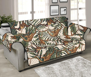 Monkey tropical leaves background Sofa Cover Protector