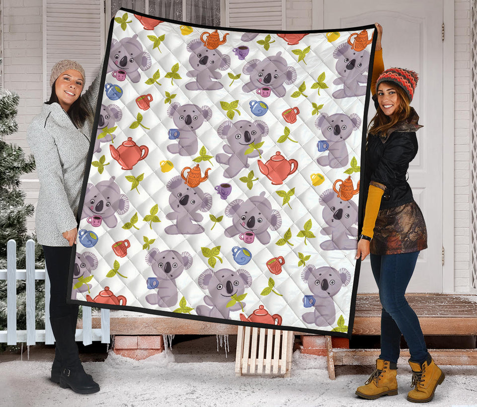 Cute Koalas Teapots Tea Premium Quilt