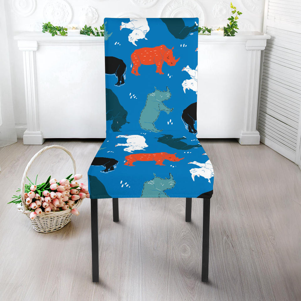Colorful Rhino Pattern Dining Chair Slipcover