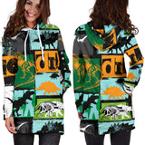 Dinosaurs Print Pattern Women'S Hoodie Dress