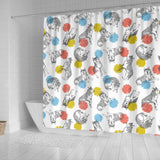 Siberian Husky And Colorful Circle Pattern Shower Curtain Fulfilled In US