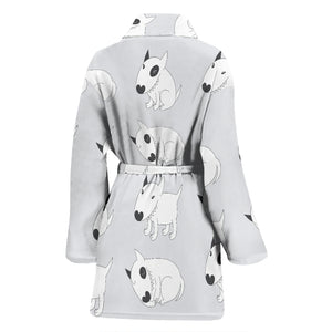 Bull Terrier Pattern Print Design 01 Women's Bathrobe