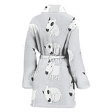 Bull Terrier Pattern Print Design 01 Women's Bathrobe