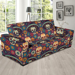 Sugar Skulls Flower Maxican Pattern Sofa Slipcover