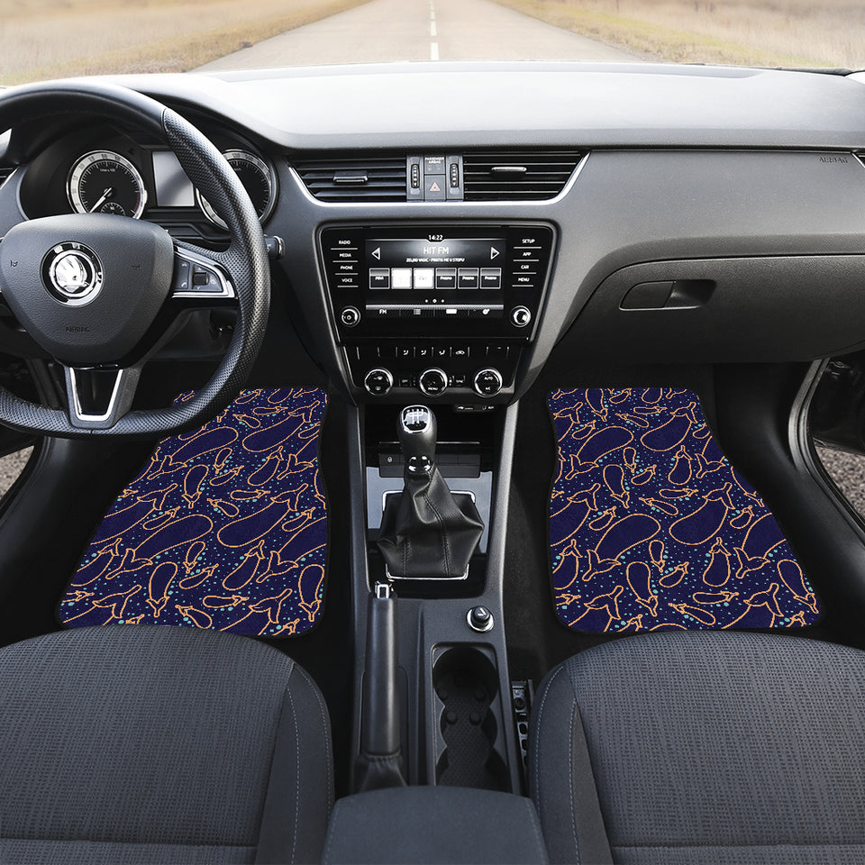 Eggplant Pattern Print Design 04 Front and Back Car Mats