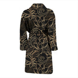 Luxurious Gold Lotus Waterlily Black Background Men'S Bathrobe