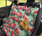 Beautiful Flamingo Tropical Palm Leaves Hibiscus Pateern Background Dog Car Seat Covers