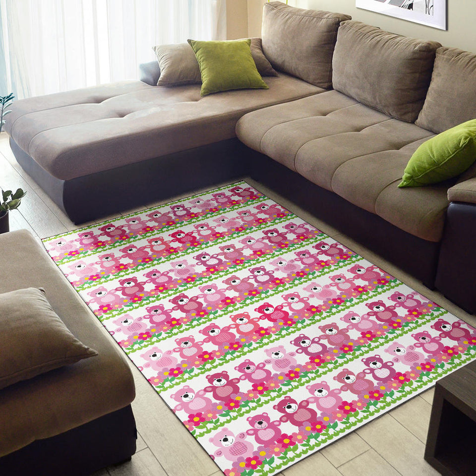 Teddy Bear Pattern Print Design 04 Area Rug