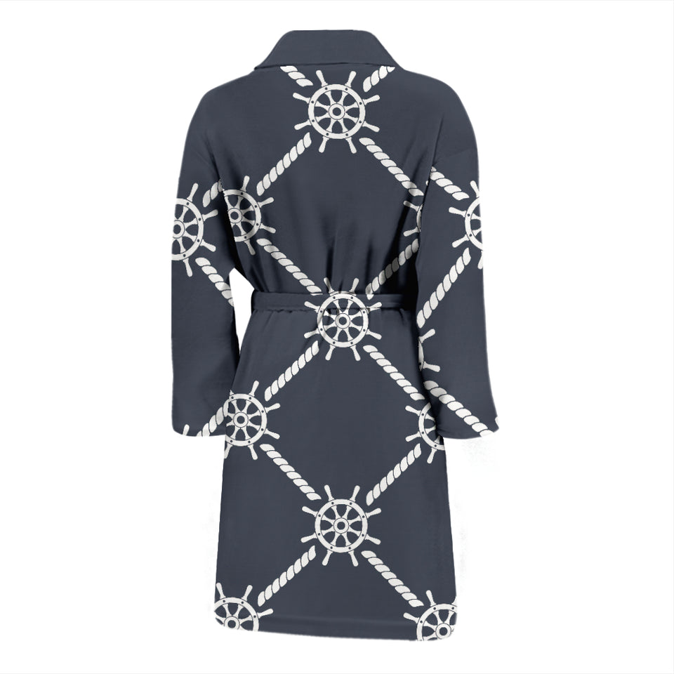 Nautical Steering Wheel Rope Pattern Men'S Bathrobe