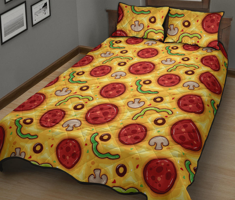 Pizza texture pattern Quilt Bed Set