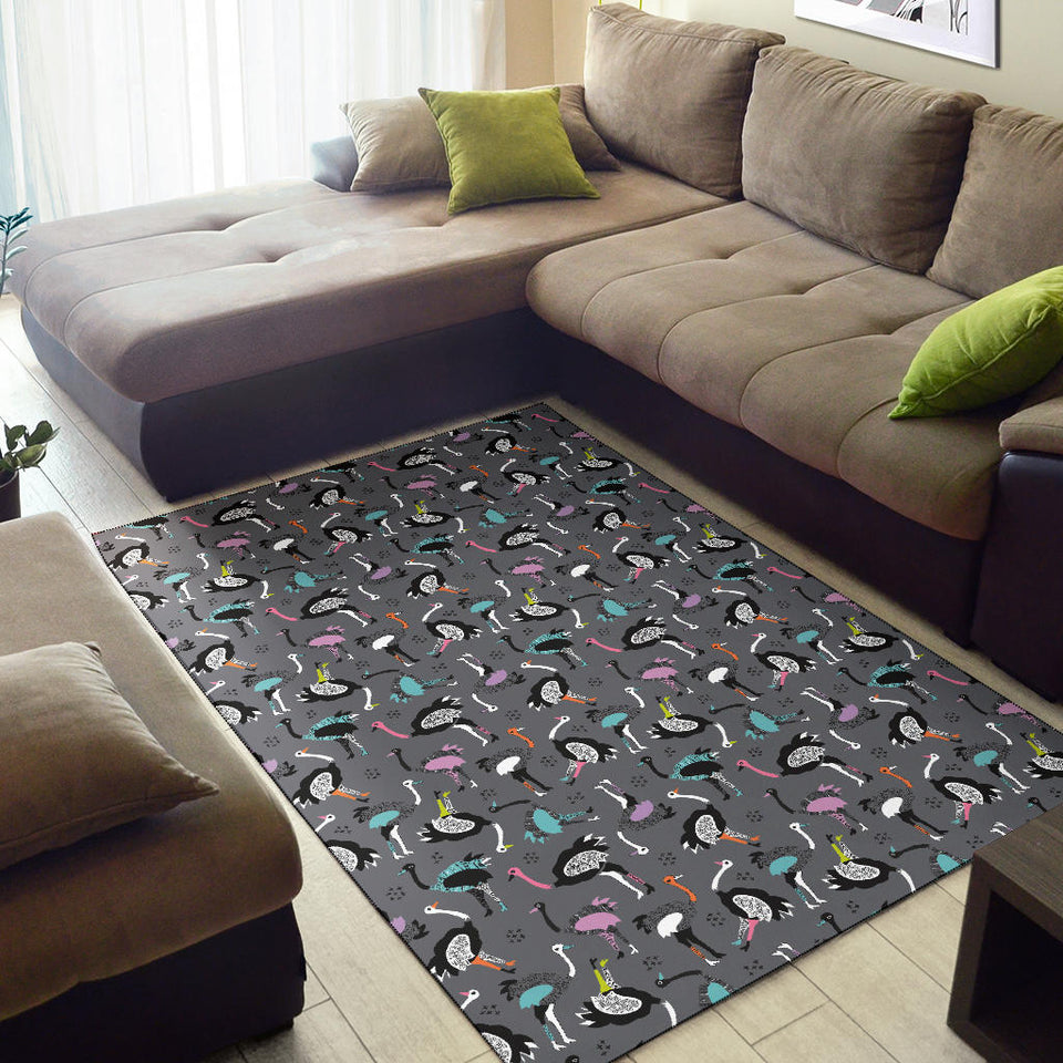 Ostrich Pattern Print Design 01 Area Rug