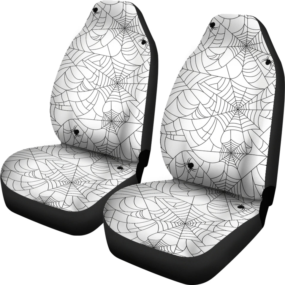 Spider Web Cobweb Pattern White Background Universal Fit Car Seat Covers