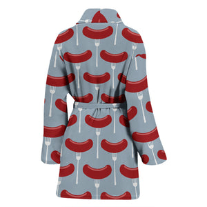 Sausage Pattern Print Design 02 Women's Bathrobe