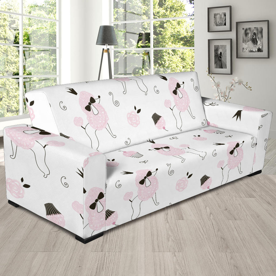 Poodle Dog Rose Cake Pattern Sofa Slipcover