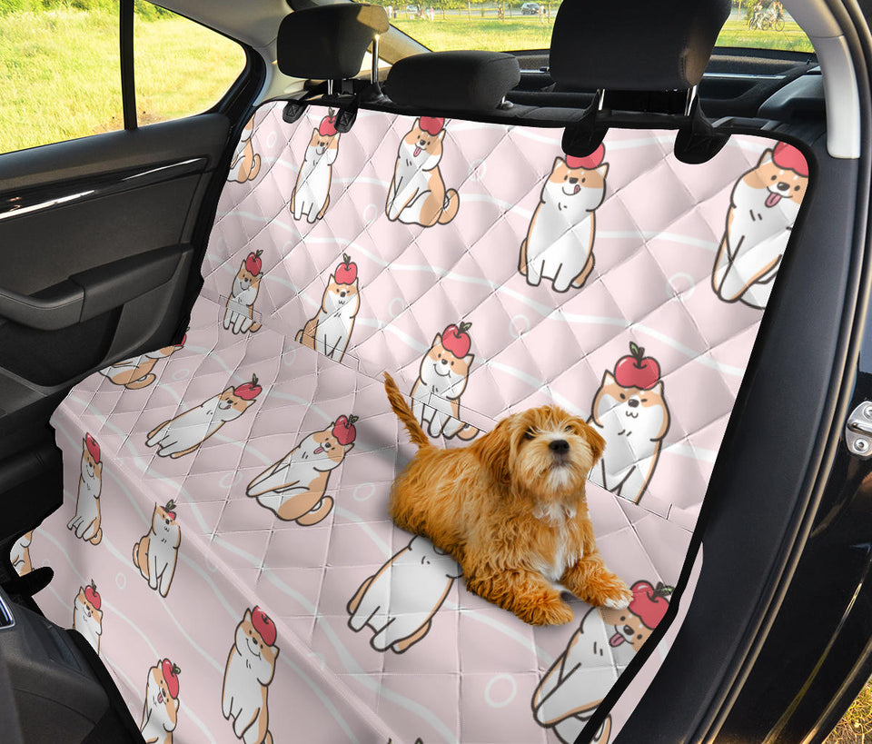Cute Shiba Inu Dog Apple Pattern Dog Car Seat Covers