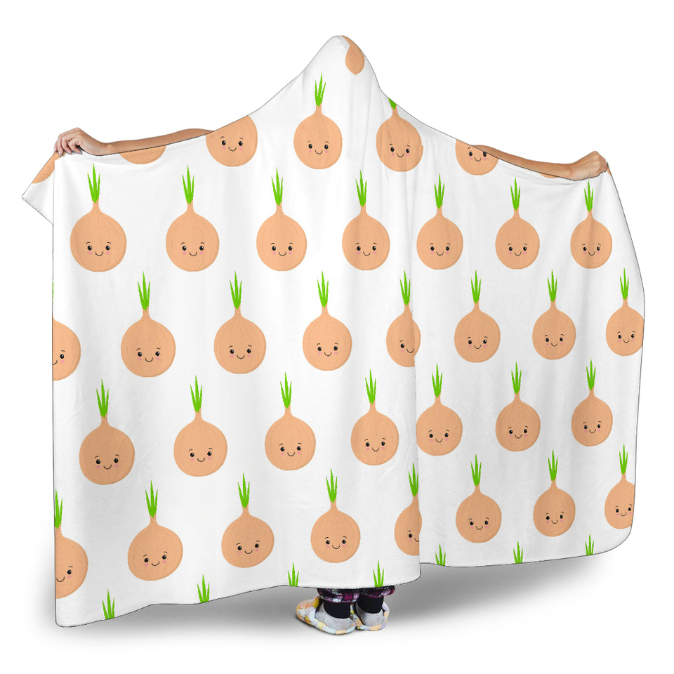 Cute Onions Smiling Faces Hooded Blanket