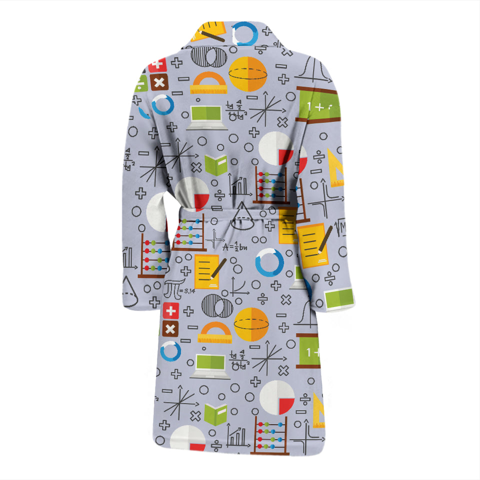 Math Pattern Print Design 04 Men's Bathrobe