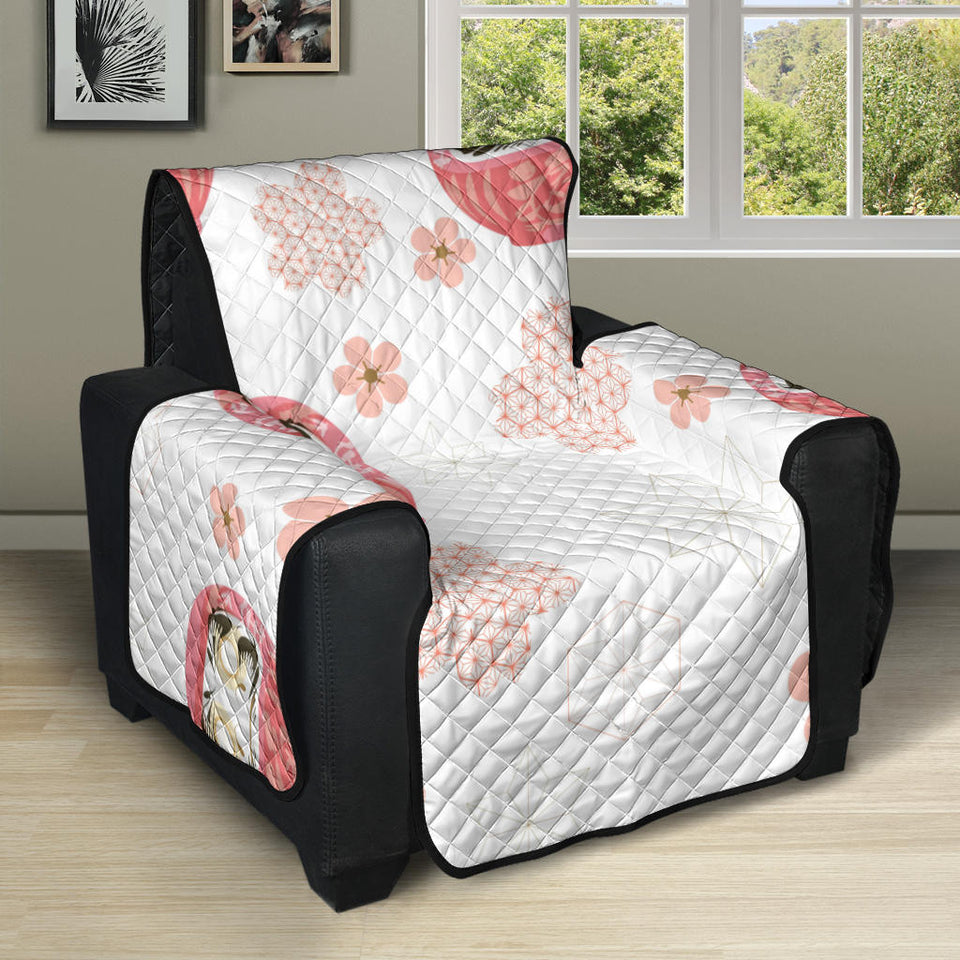 Daruma japanese wooden doll cherry blossom flower pattern Recliner Cover Protector