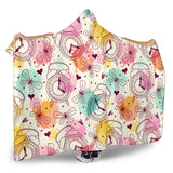Clock Butterfly Pattern Hooded Blanket
