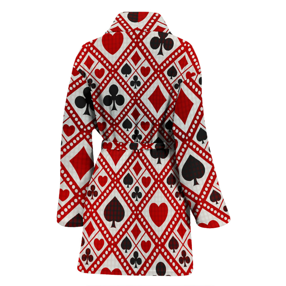 Casino Cards Suits Pattern Print Design 03 Women's Bathrobe