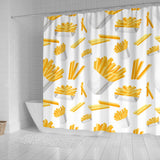 French Fries White Paper Box Pattern Shower Curtain Fulfilled In US