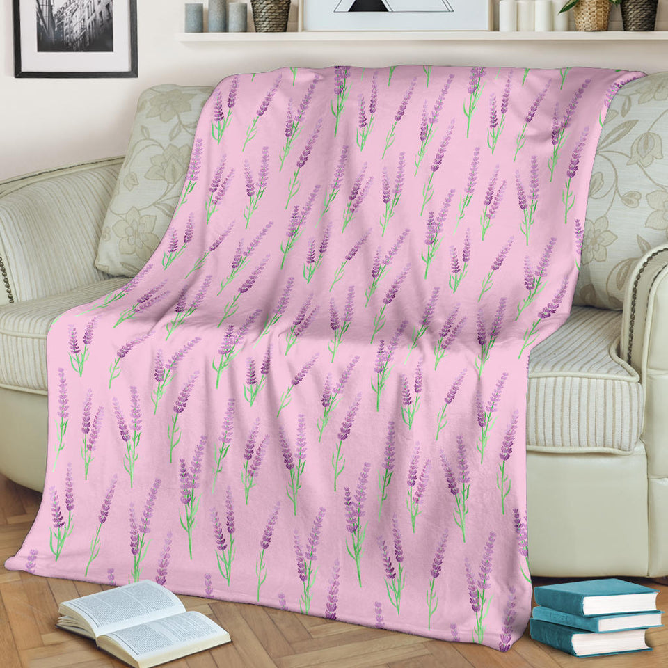 Lavender Pattern Pink Background Premium Blanket