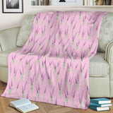 Lavender Pattern Pink Background Premium Blanket