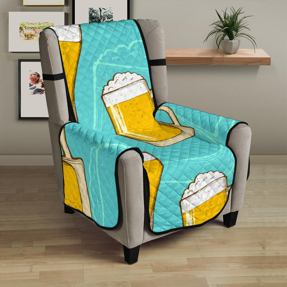 Beer pattern green background Chair Cover Protector