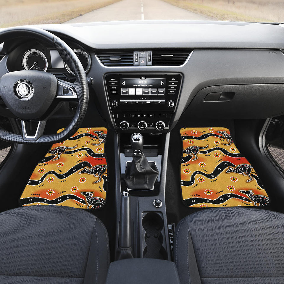 Kangaroo Australian Aboriginal Art Pattern Front And Back Car Mats