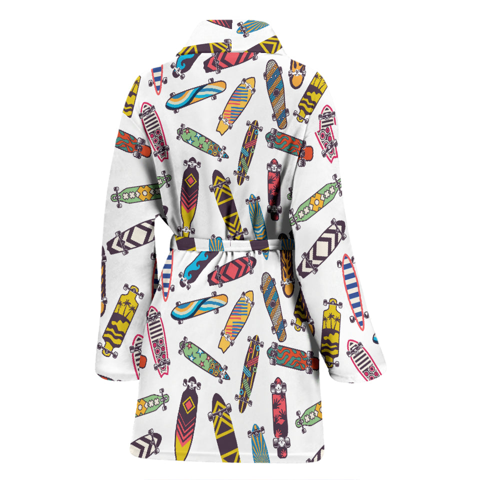 Skate Board Pattern Print Design 05 Women's Bathrobe