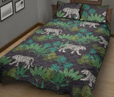 white bengal tigers tropical plant Quilt Bed Set
